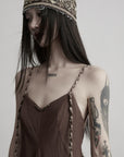 DOINDULGE Braided-Strap Layered Open-Back Maxi Dress