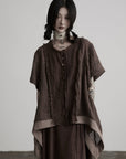 DOINDULGE Raw Edge Button-Front Draped T-Shirt