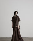 DOINDULGE Raw Edge Button-Front Draped T-Shirt