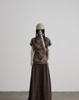 DOINDULGE High-Waist Panelled Gathered Maxi Skirt