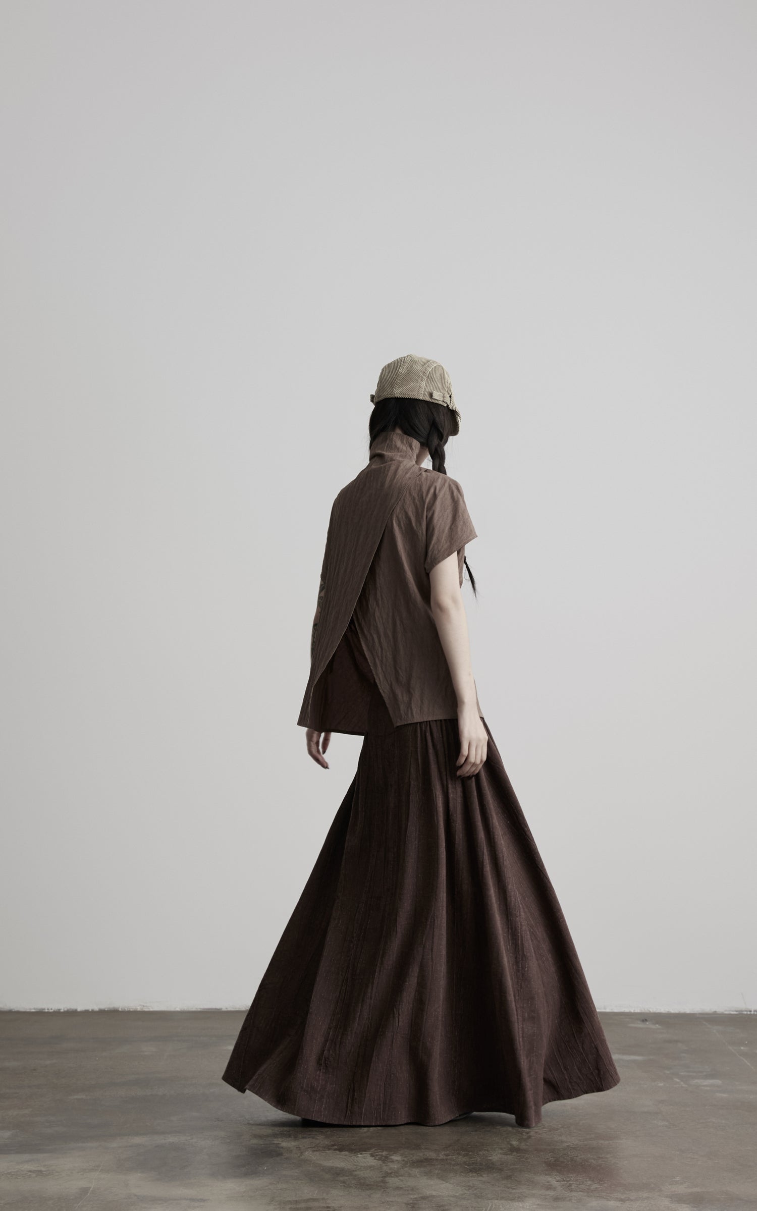 DOINDULGE High-Waist Panelled Gathered Maxi Skirt