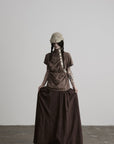 DOINDULGE High Neck Ruched Button T-Shirt