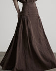 DOINDULGE High-Waist Panelled Gathered Maxi Skirt