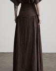 DOINDULGE High-Waist Panelled Gathered Maxi Skirt