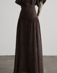 DOINDULGE High-Waist Panelled Gathered Maxi Skirt