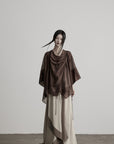 DOINDULGE Cowl Neck Sheer Two-Piece Blouse