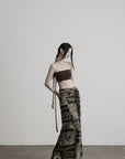 DOINDULGE Convertible Multi-Way Wrap Printed Maxi Skirt