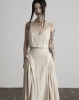 DOINDULGE Faux Two-Piece V-Neck Camisole Maxi Dress