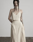 DOINDULGE Faux Two-Piece V-Neck Camisole Maxi Dress