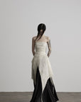 DOINDULGE Square Neck Lace Panel Asymmetric Cami Dress