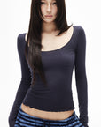 IAMXIAA Scoop Neck Pocket Long Sleeve Tee