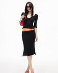 IAMXIAA Lace Trim Top & Midi Skirt Set