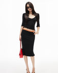 IAMXIAA Lace Trim Top & Midi Skirt Set