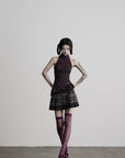 DOINDULGE Lace-Up Layered Pleated Mini Skirt