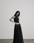 DOINDULGE Studded Mesh-Panel Halter Top