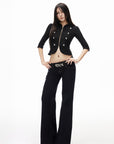 IAMXIAA Lace Button-Up Cropped Top