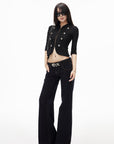 IAMXIAA Lace Button-Up Cropped Top
