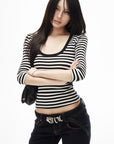 IAMXIAA Retro Striped Slim Top