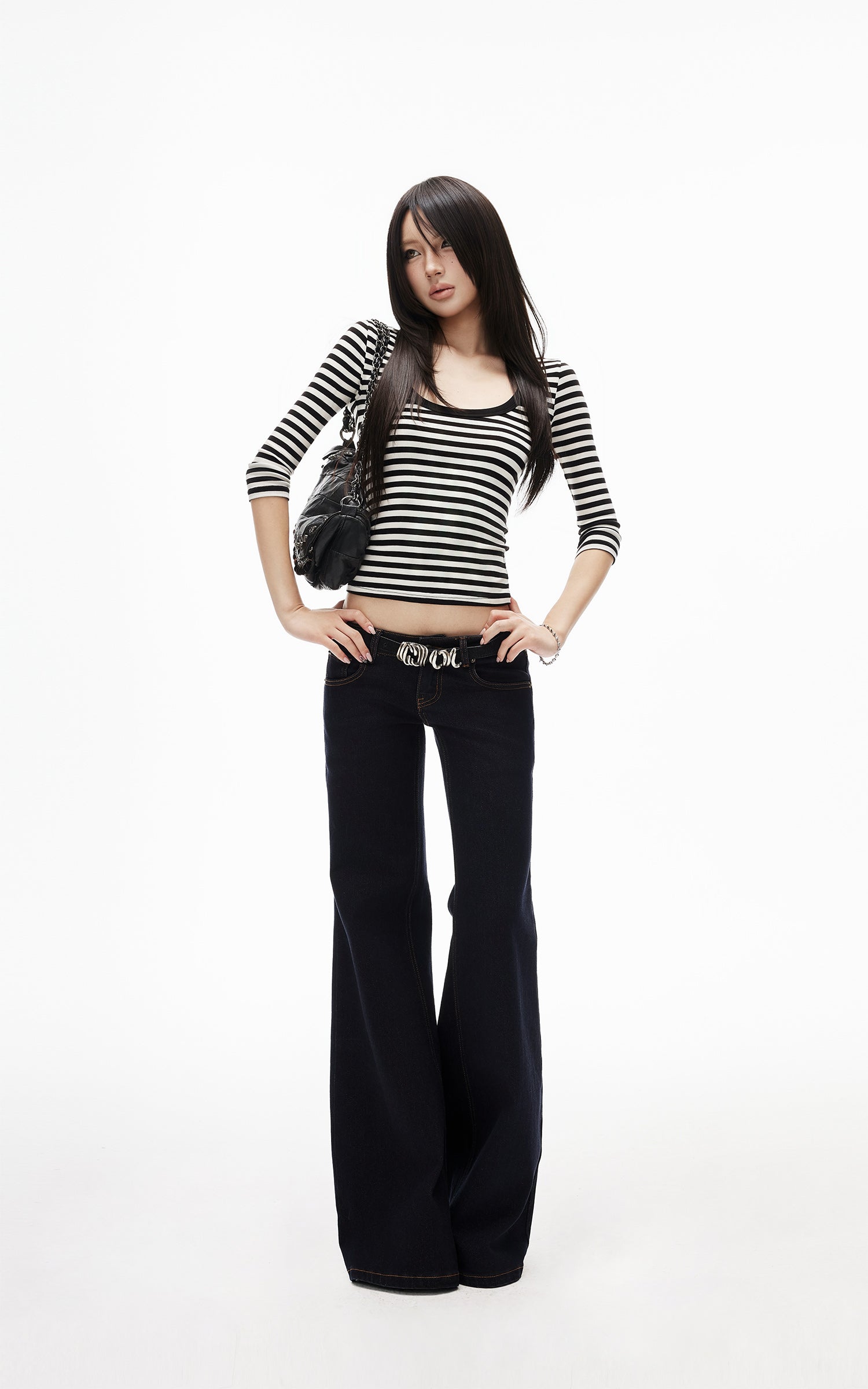 IAMXIAA Retro Striped Slim Top