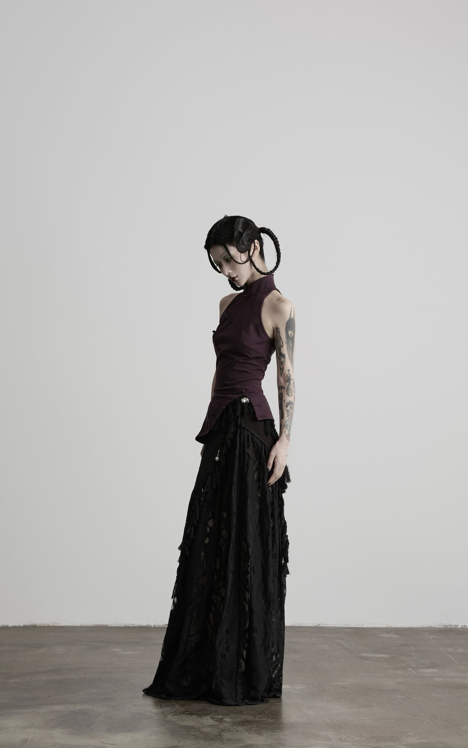 DOINDULGE Detachable Asymmetric Lace Maxi Skirt