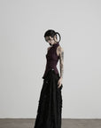 DOINDULGE Detachable Asymmetric Lace Maxi Skirt