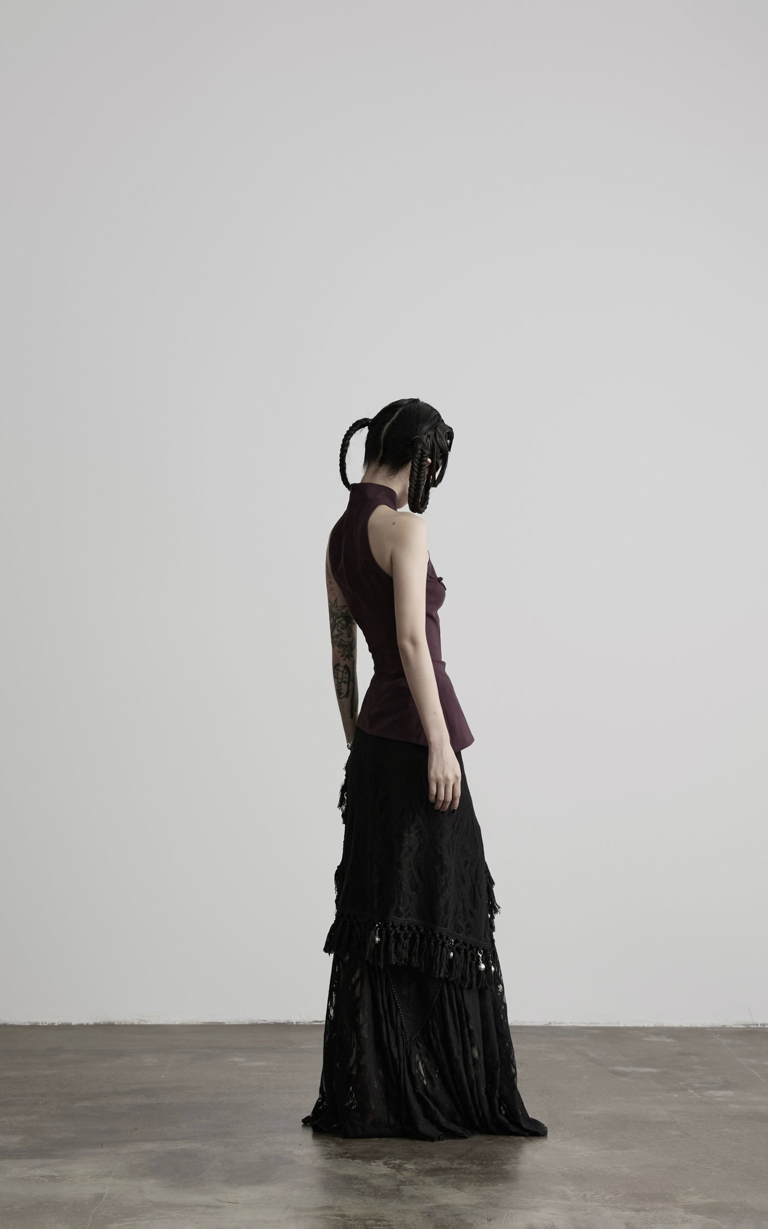 DOINDULGE Detachable Asymmetric Lace Maxi Skirt