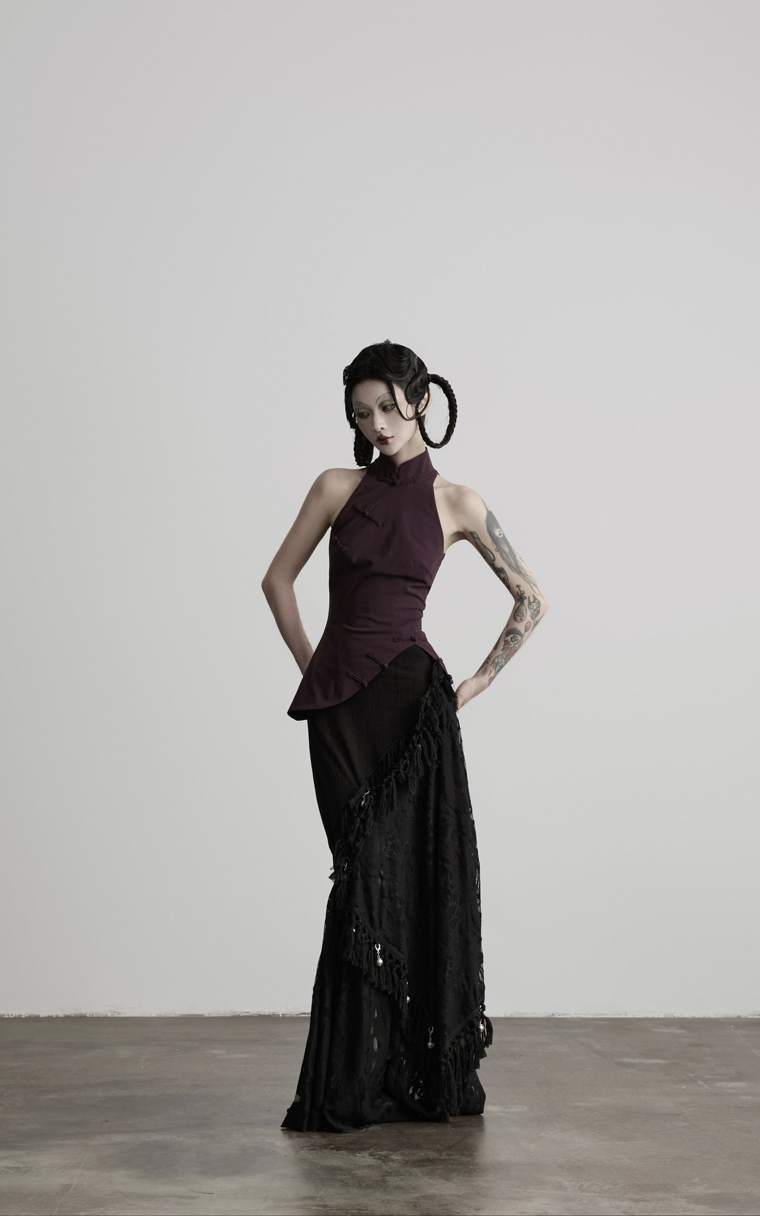 DOINDULGE Detachable Asymmetric Lace Maxi Skirt