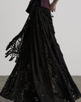 DOINDULGE Detachable Asymmetric Lace Maxi Skirt