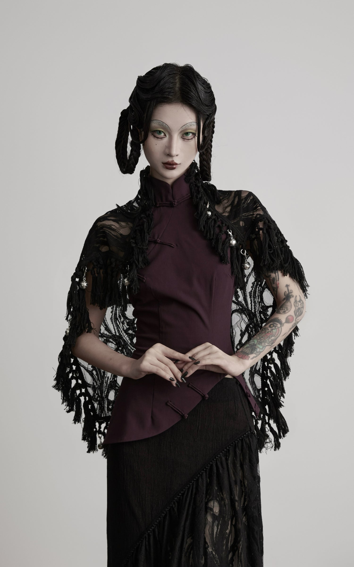 DOINDULGE Detachable Asymmetric Lace Maxi Skirt