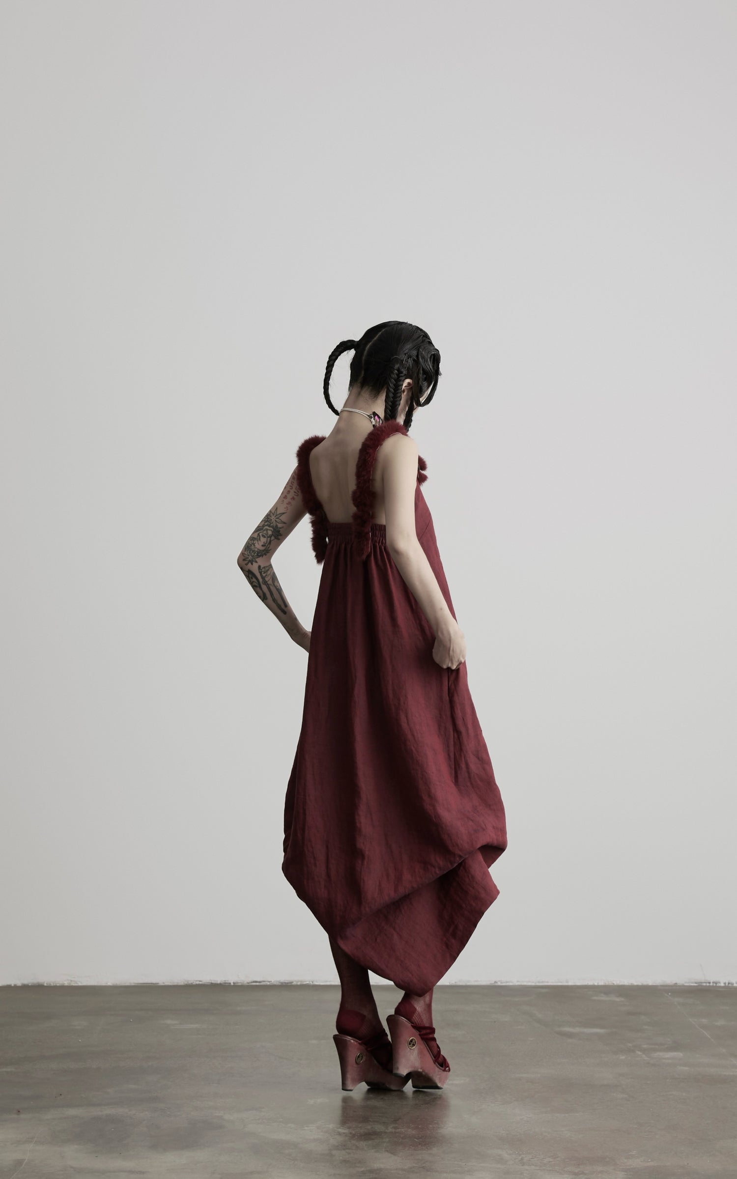 DOINDULGE Hand-Beaded Linen Strap Maxi Dress