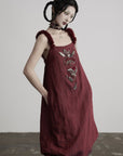 DOINDULGE Hand-Beaded Linen Strap Maxi Dress