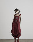 DOINDULGE Hand-Beaded Linen Strap Maxi Dress