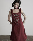 DOINDULGE Hand-Beaded Linen Strap Maxi Dress