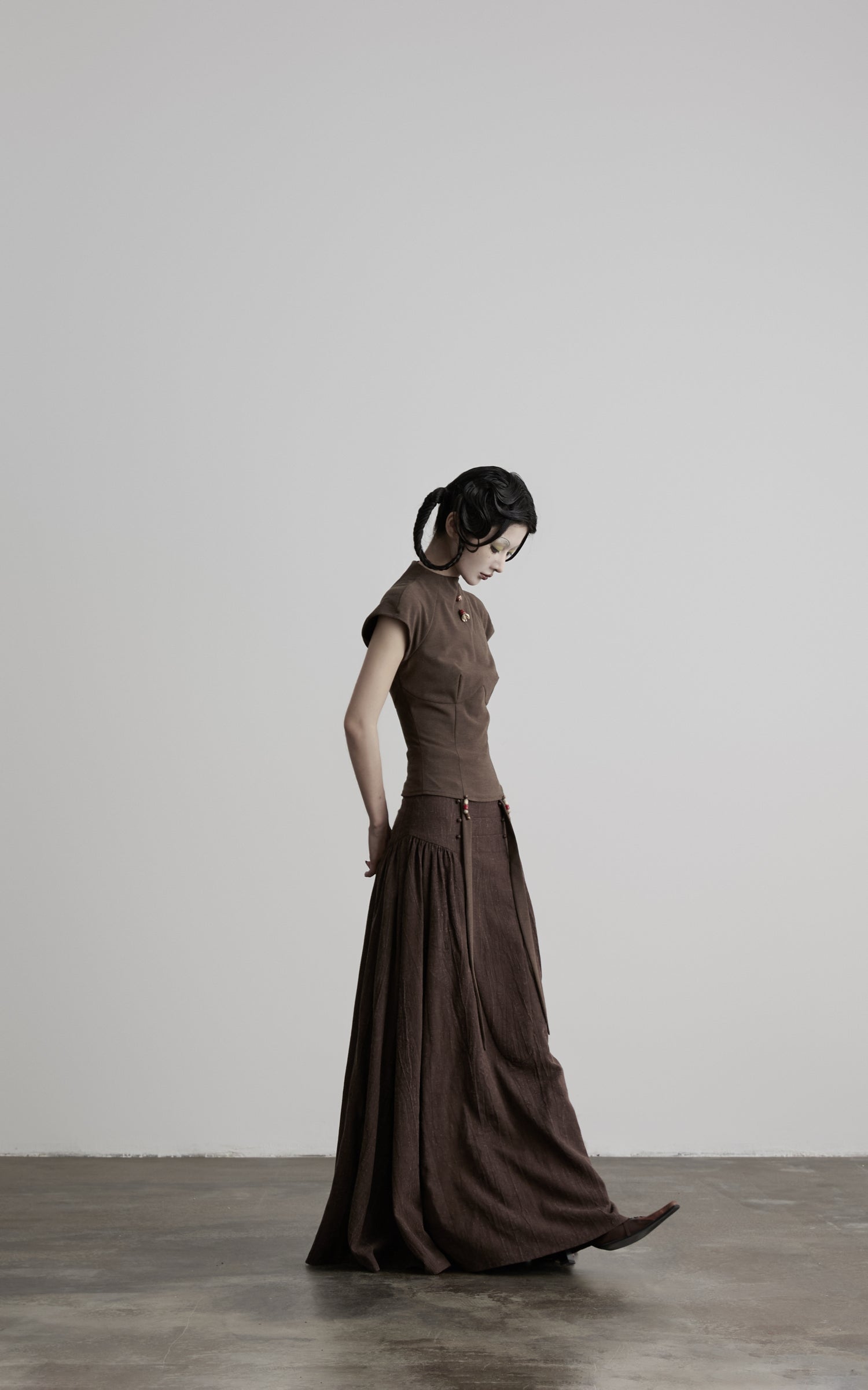 DOINDULGE Mock-Neck Cap-Sleeve Fitted Top