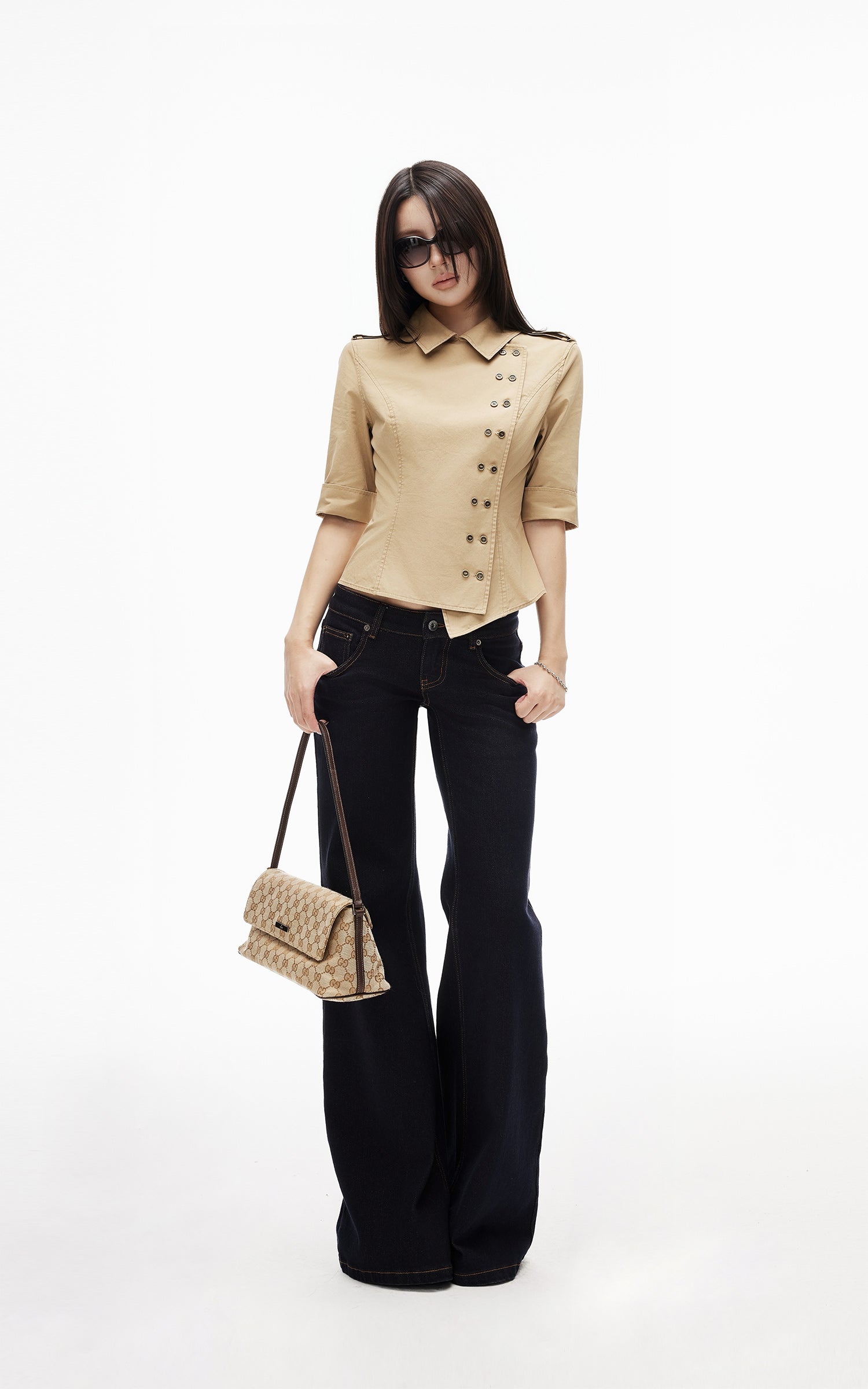 IAMXIAA Low Rise Wide Leg Flare Jeans