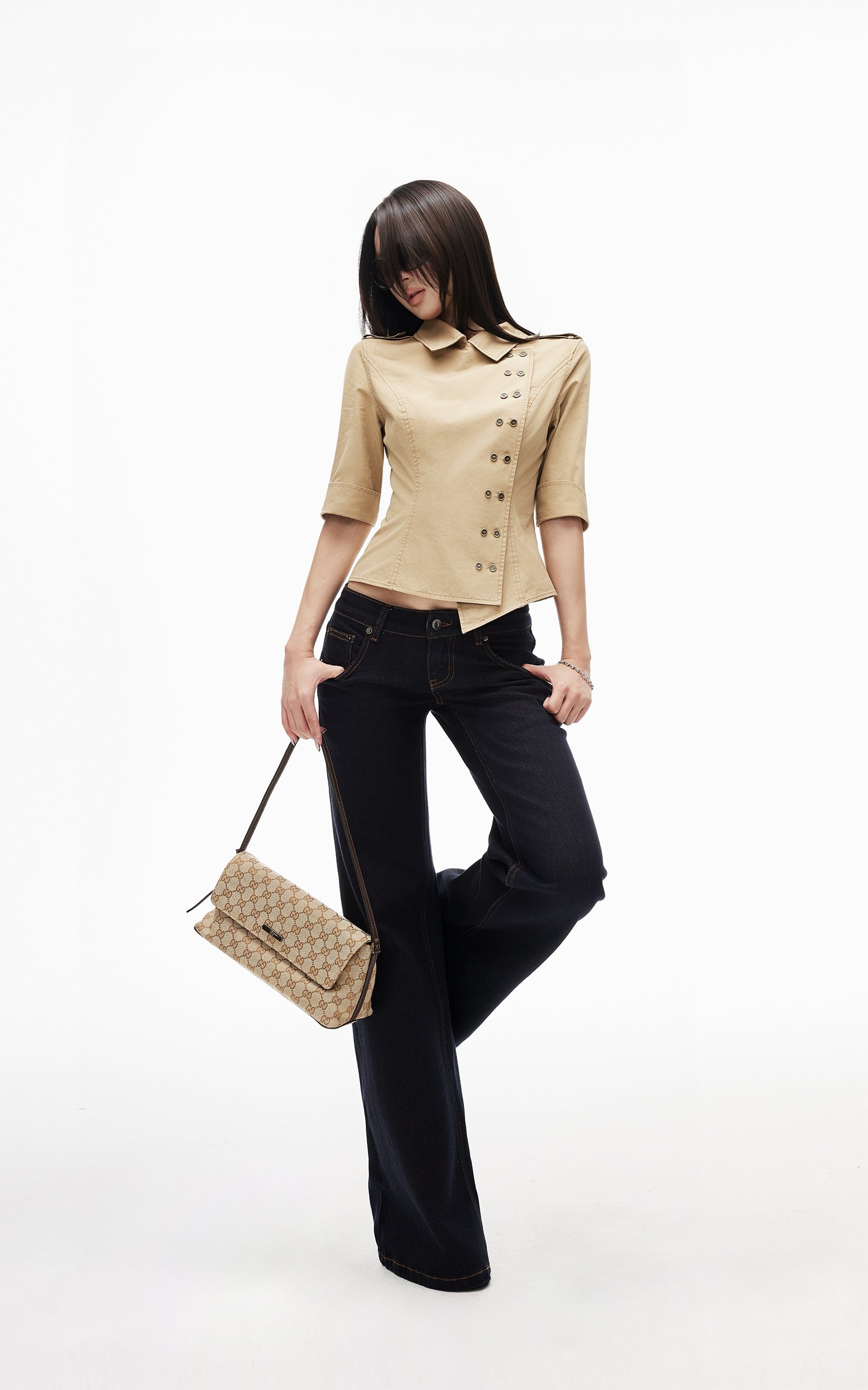 IAMXIAA Low Rise Wide Leg Flare Jeans