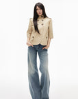 IAMXIAA Veste courte croisée à ceinture