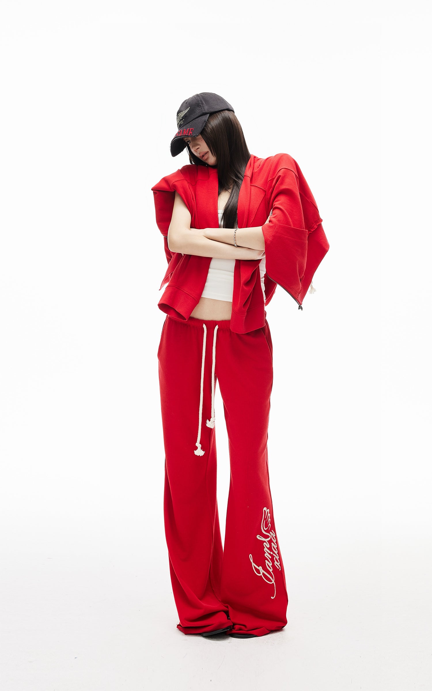 IAMXIAA Zip Hoodie &amp; Wide-Leg Sweatpants Set