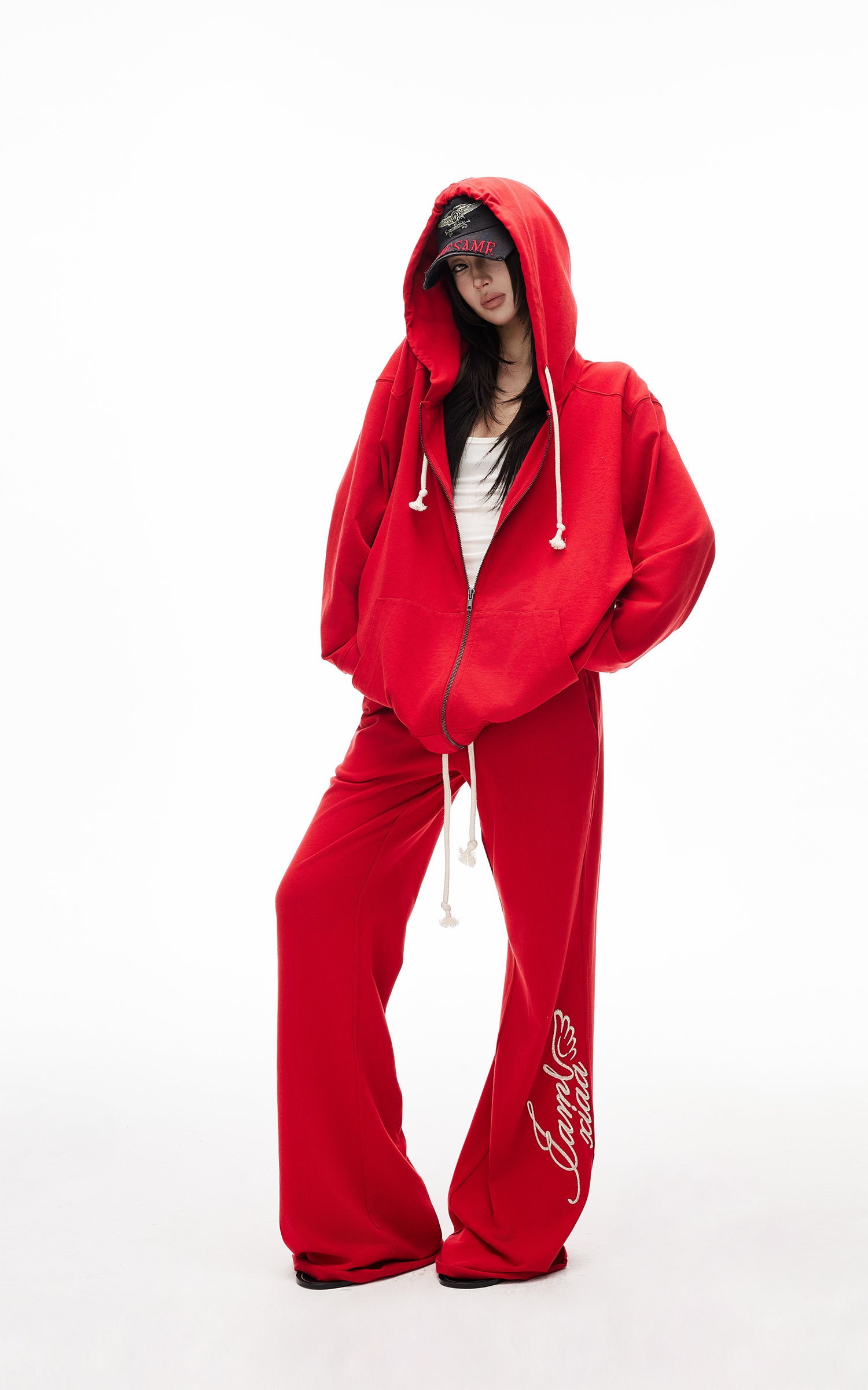 IAMXIAA Zip Hoodie &amp; Wide-Leg Sweatpants Set