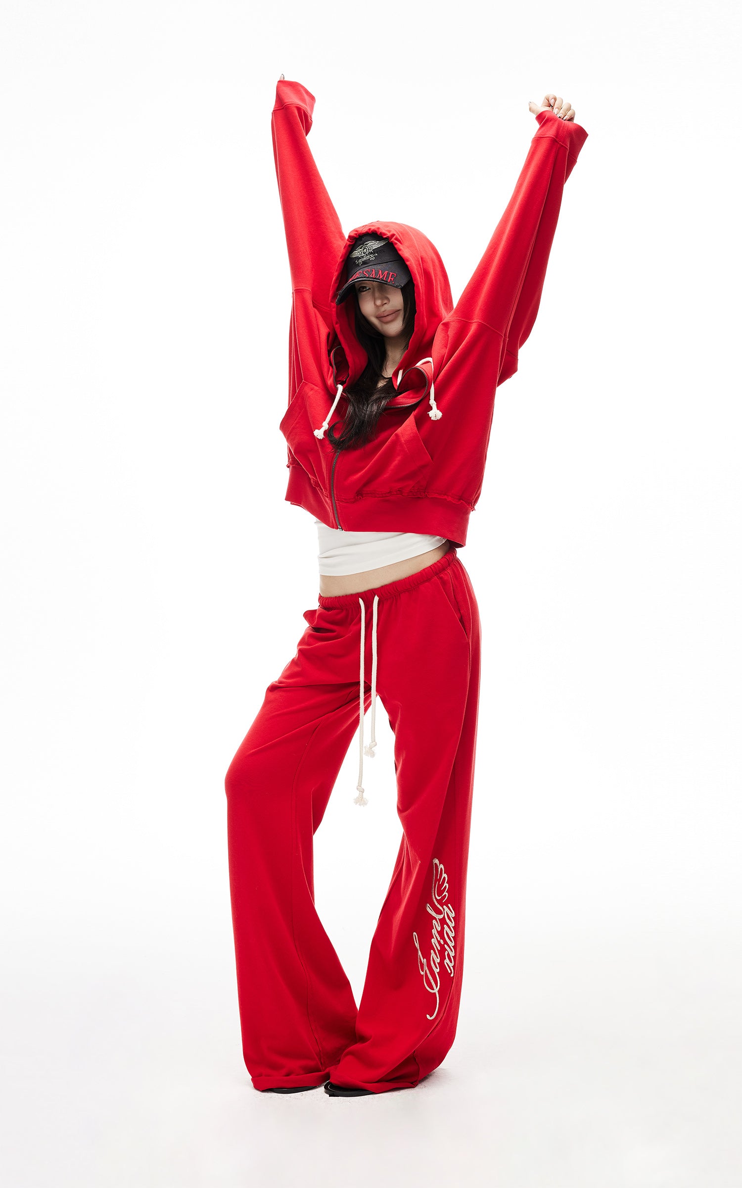 IAMXIAA Zip Hoodie &amp; Wide-Leg Sweatpants Set