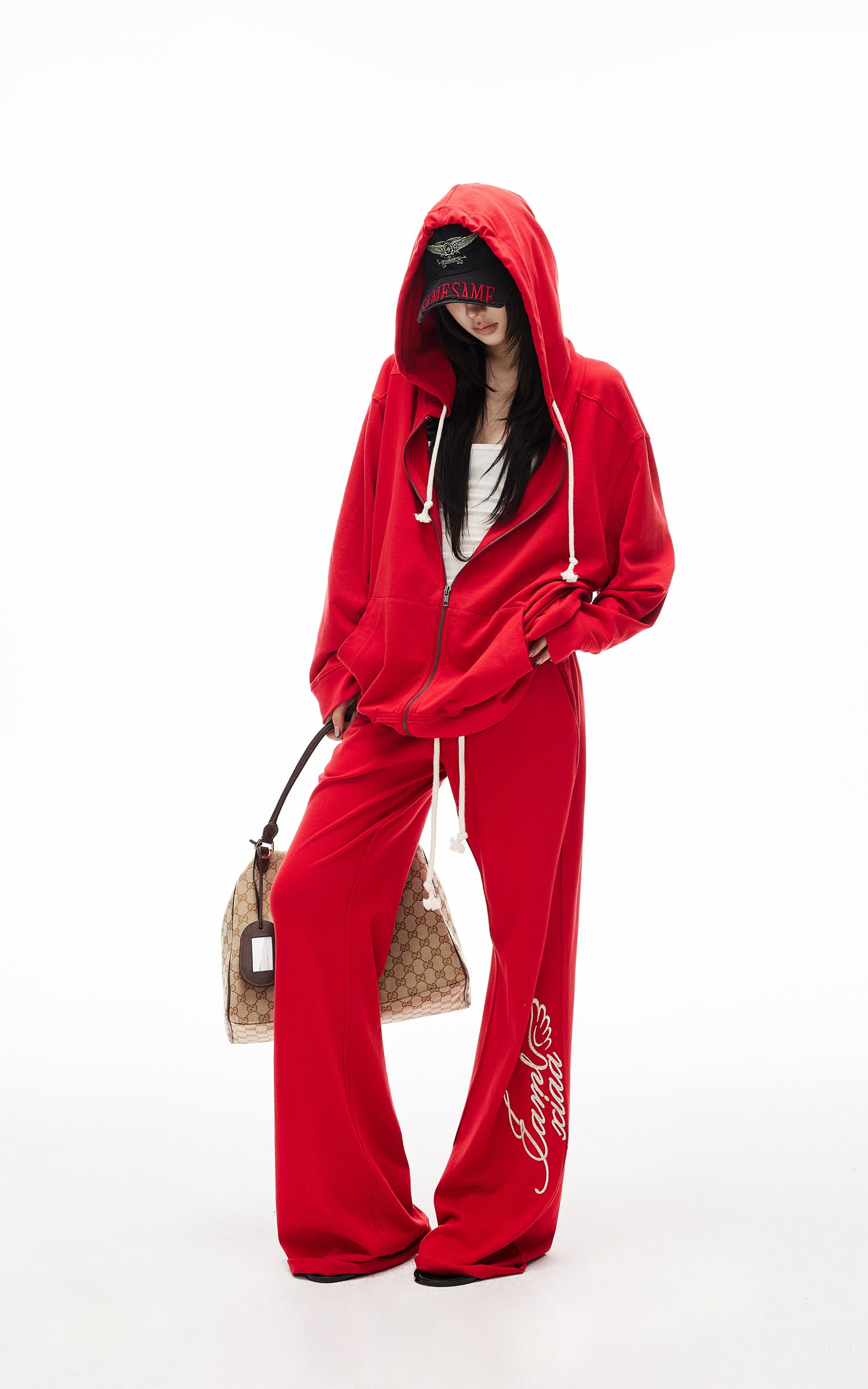 IAMXIAA Zip Hoodie &amp; Wide-Leg Sweatpants Set