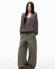 IAMXIAA Relaxed V-Neck Knit Long Sleeve Top