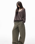 IAMXIAA Relaxed V-Neck Knit Long Sleeve Top