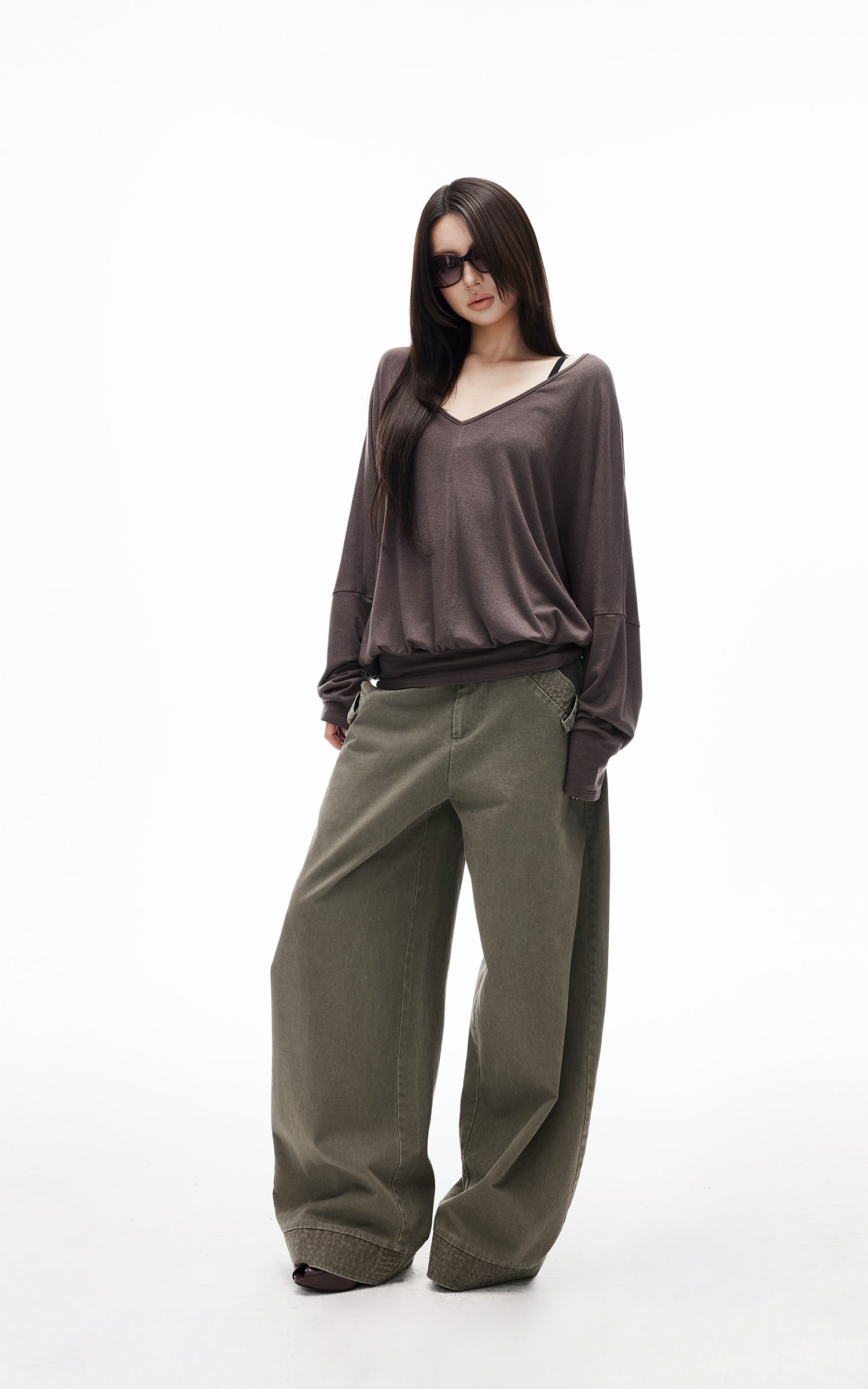 IAMXIAA Washed Olive Balloon Leg Jeans