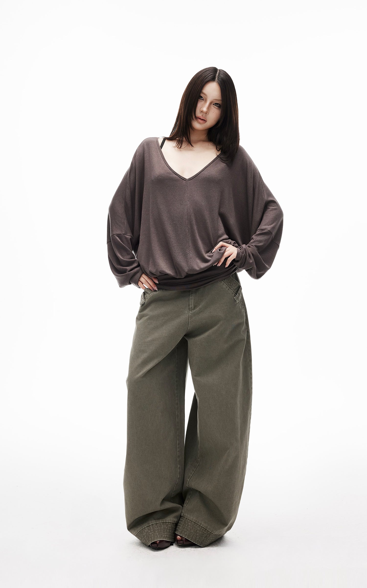 IAMXIAA Washed Olive Balloon Leg Jeans