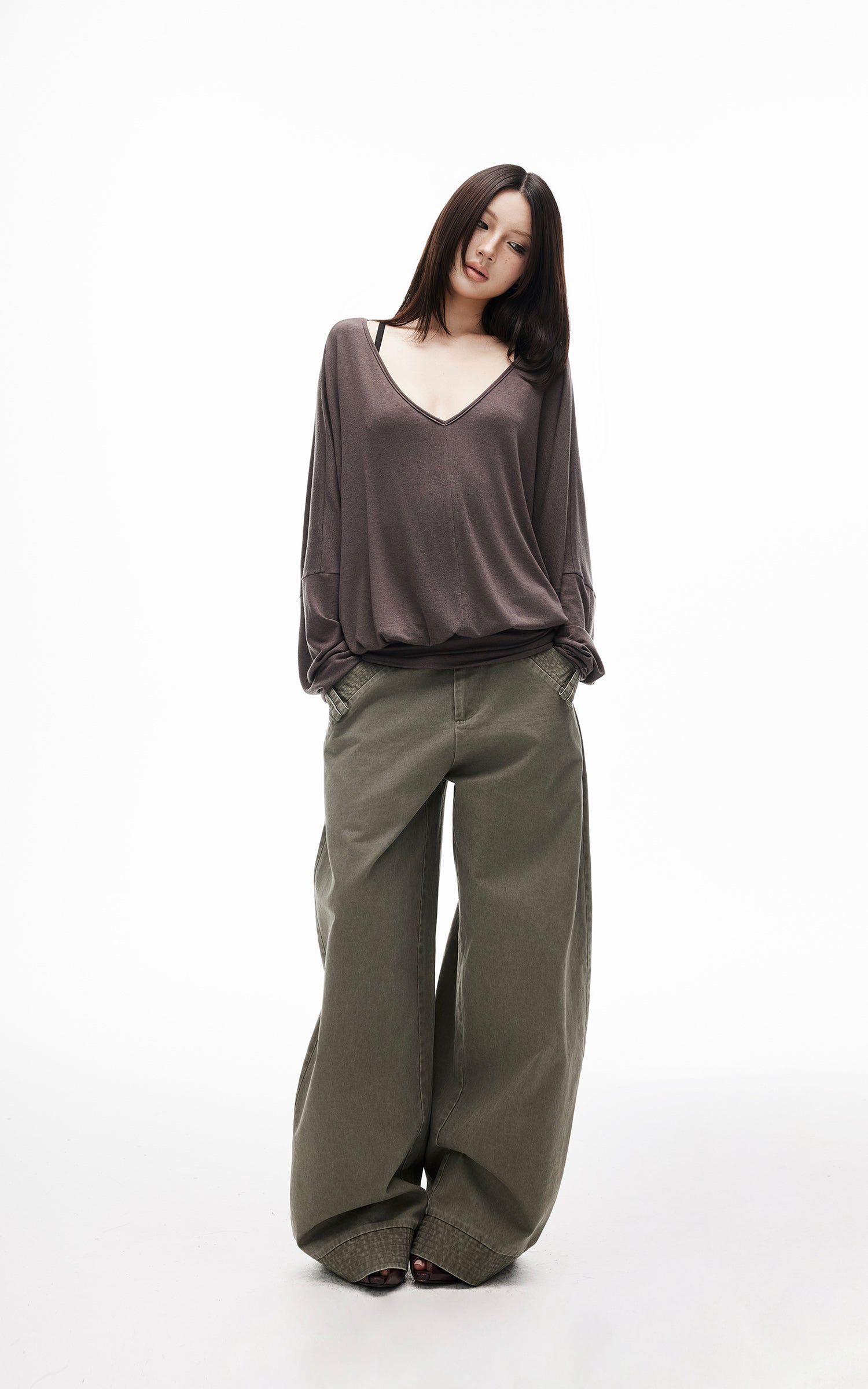 IAMXIAA Washed Olive Balloon Leg Jeans