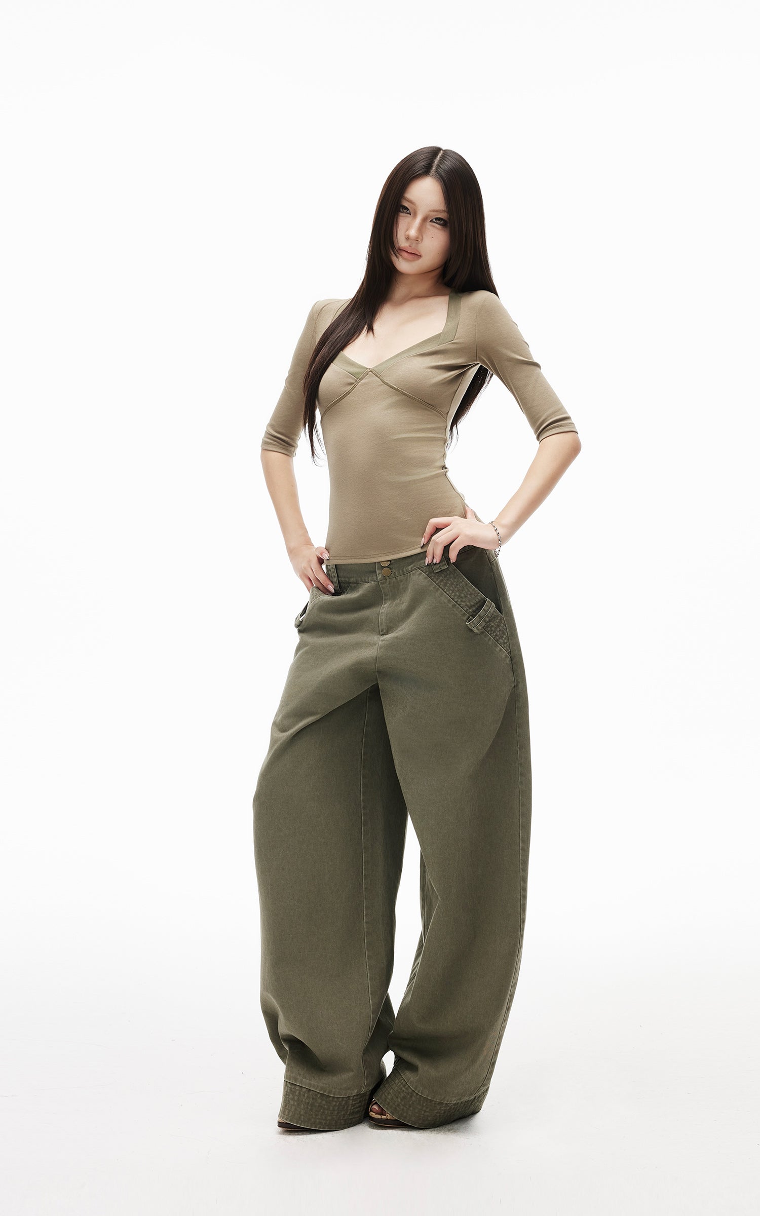 IAMXIAA Square Neck Seam Detail Top
