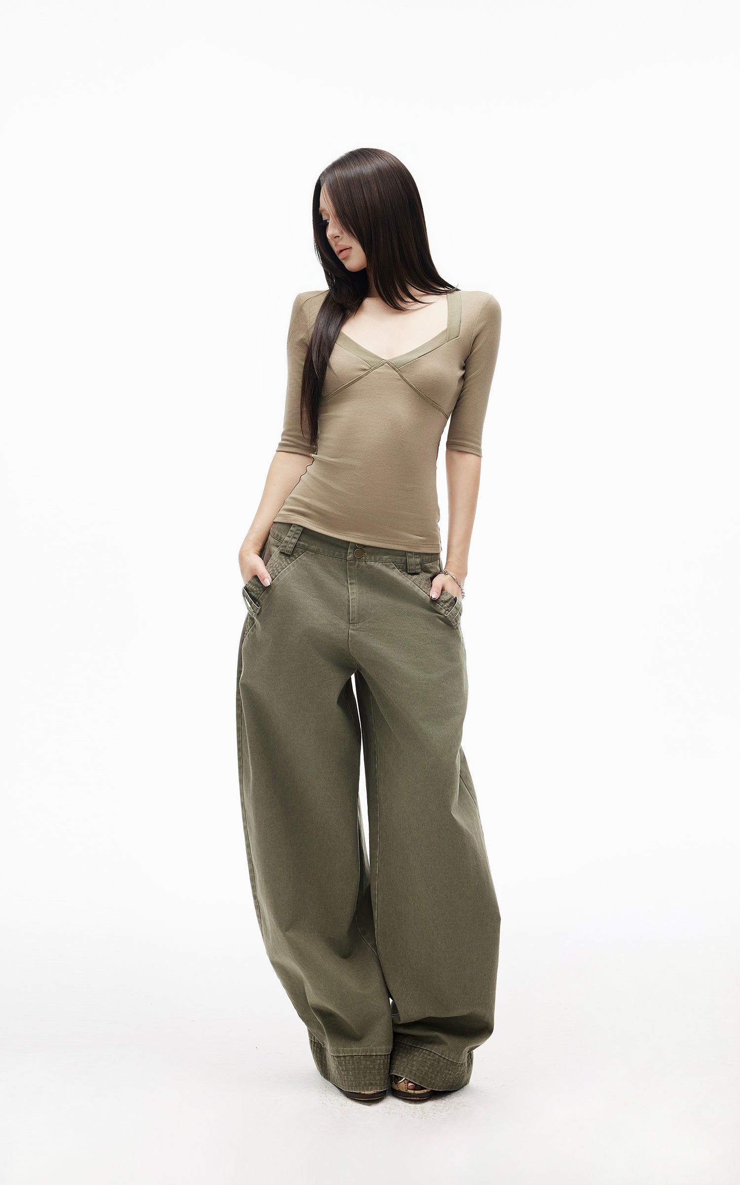 IAMXIAA Square Neck Seam Detail Top