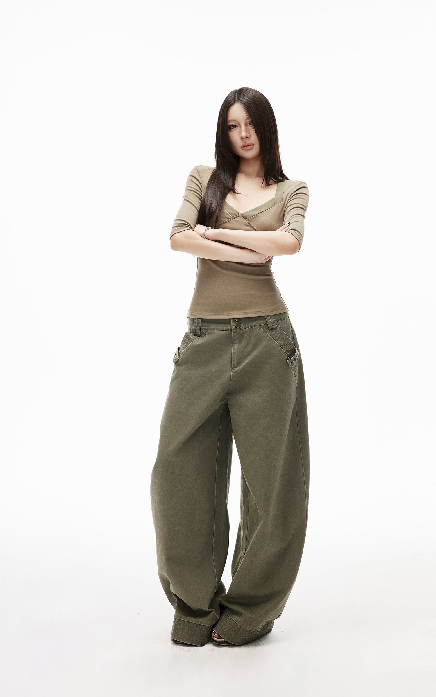 IAMXIAA Square Neck Seam Detail Top