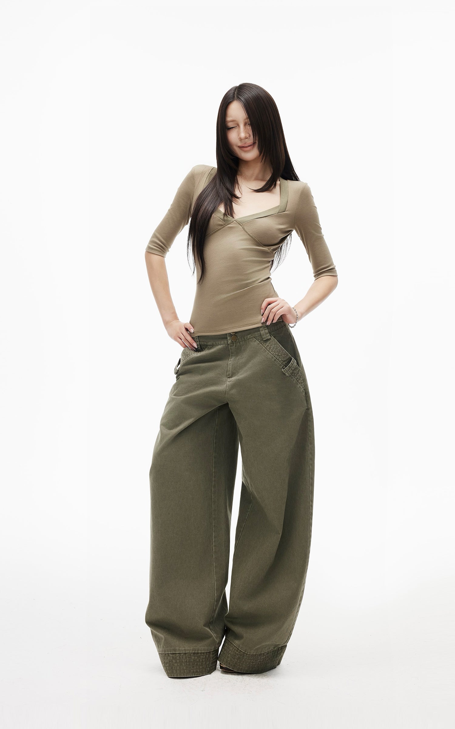 IAMXIAA Square Neck Seam Detail Top